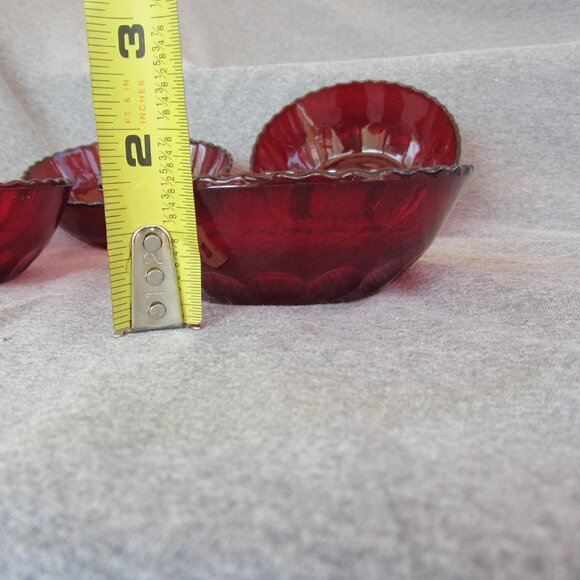 ruby red depression glass 8 oz bowls anchor hocking set of 4 (W3268) - Picture 2 of 11